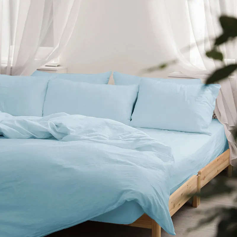 Maison Solid Cotton King Bedsheet (Pale Blue) - 200 TC media 7