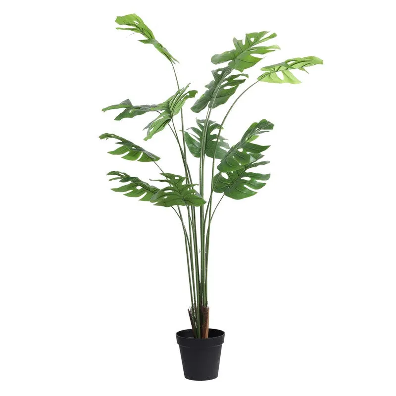 Artificial Monstera Plant With Black Plastic Pot - 6 ft media 4