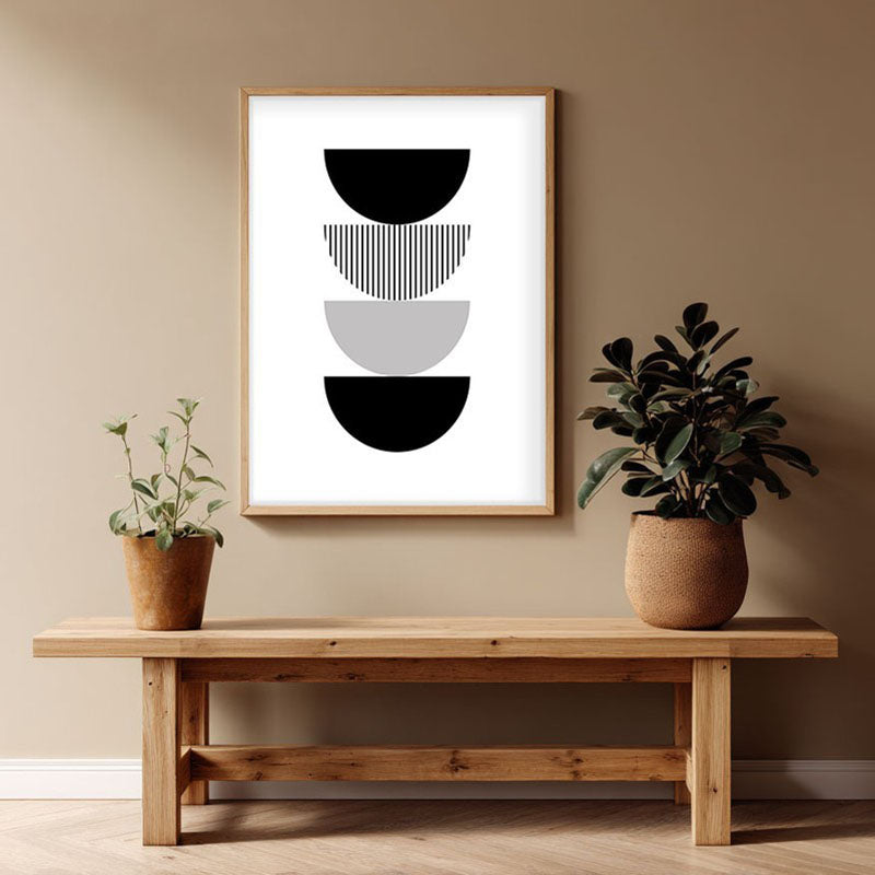 Carbon Echo Framed Canvas Archival Canvas Wall Painting - Natural Brown Frame