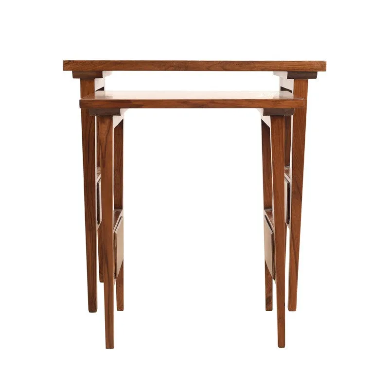 Mimo Teak Wood Nesting Stools - Set of Two media 4
