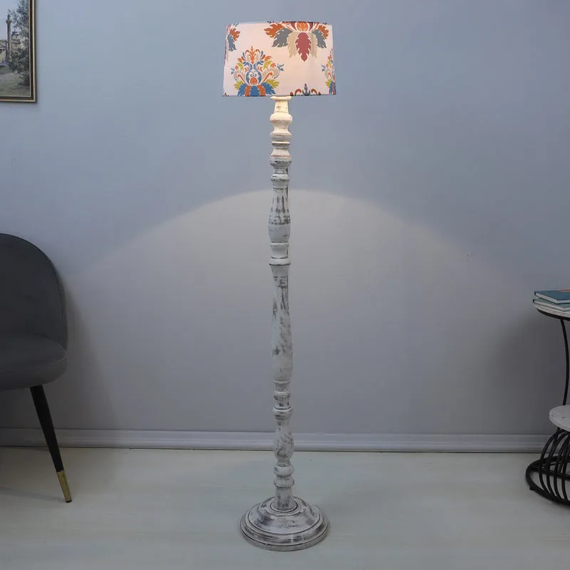 Nordlys Totem Printed Mango Wood Floor Lamp - White media 2