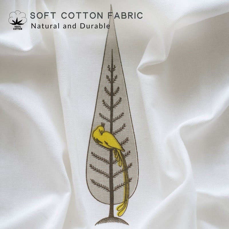 Tranquebar Home Leafy Escape Cotton Curtains(Yellow) - Set Of Two media 3