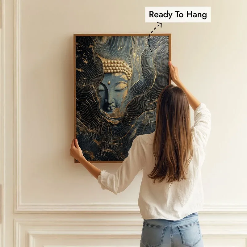 Nebula Buddha Archival Paper Wall Painting With Brown Frame media 5