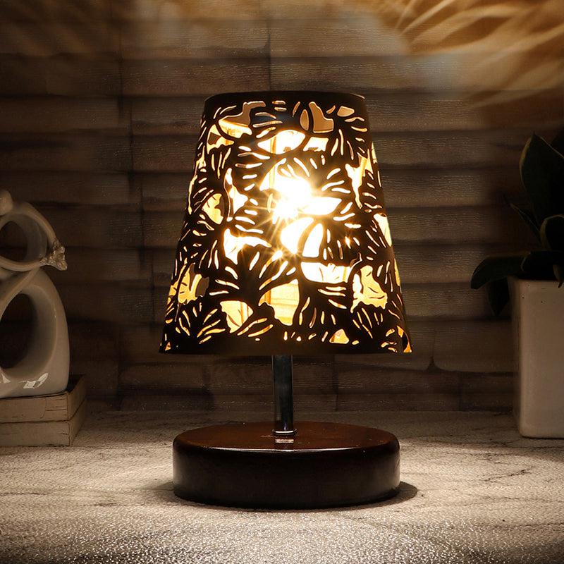 Mita Etched Metal Table Lamp - Black,Brown