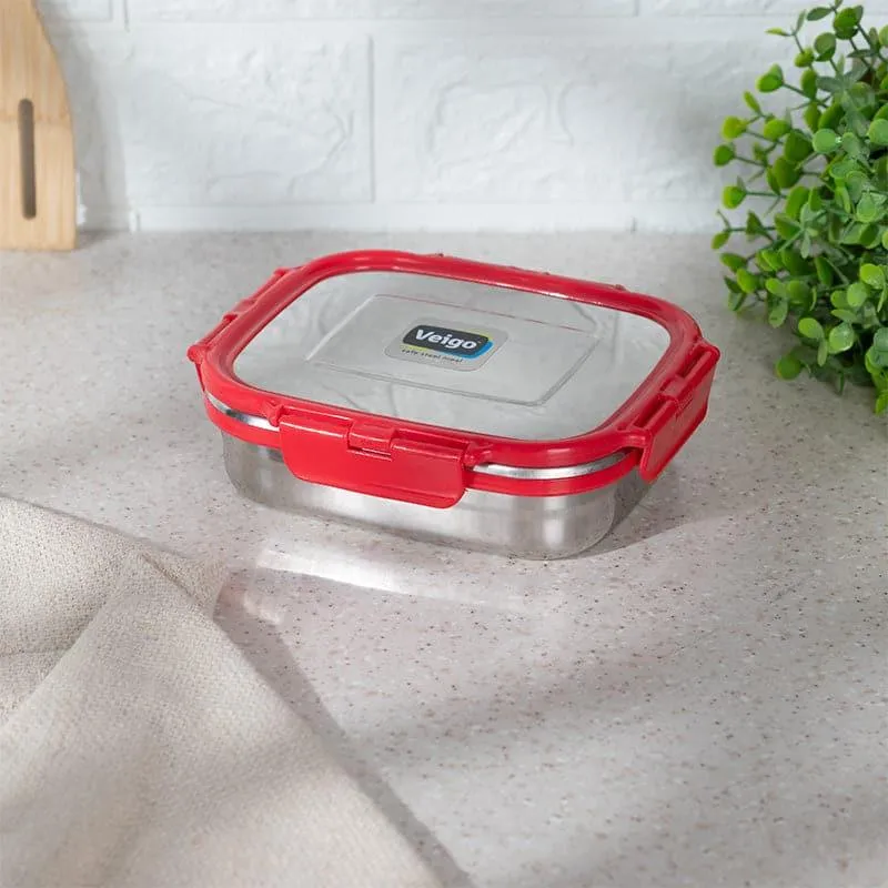 Maxo Munch Airtight Lunch Box (Red & Silver) - 575 mL media 1
