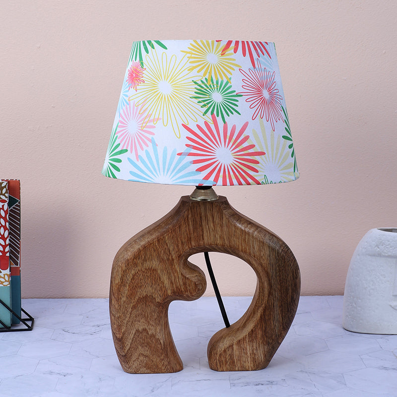 Hikari Stag Printed Mango Wood Table Lamp - Multicolor