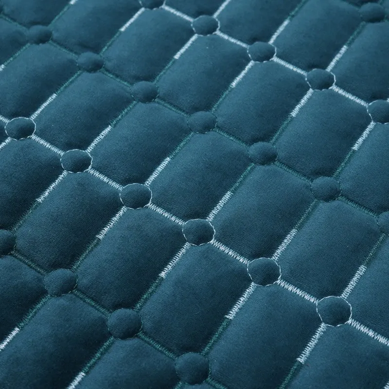 GeoWeave Velvet Sofa Cover - Blue media 4