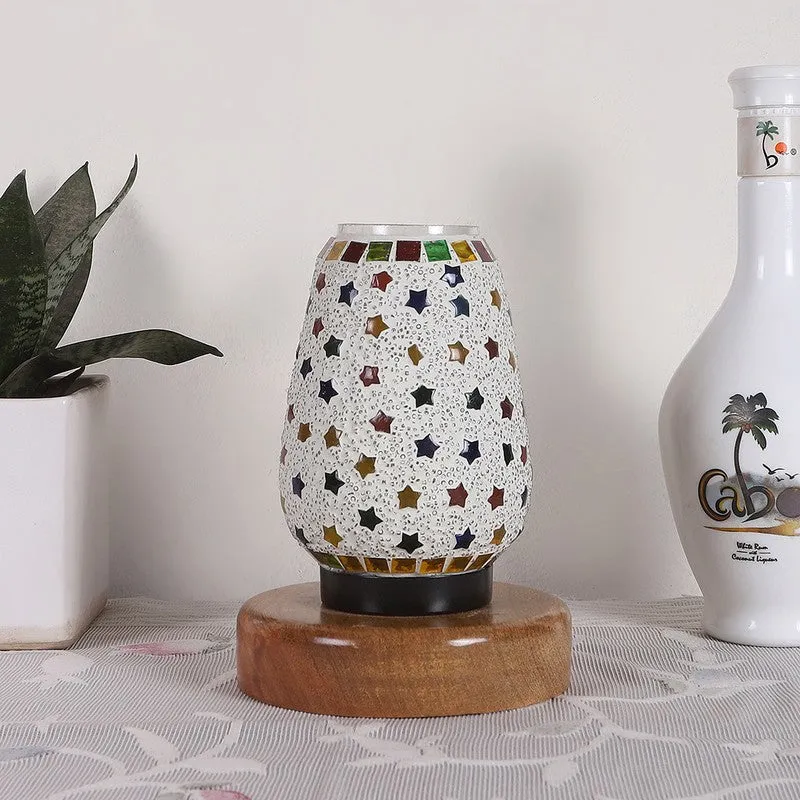 Blazeon Glass Table Lamp With Wooden Base - Multicolor media 4