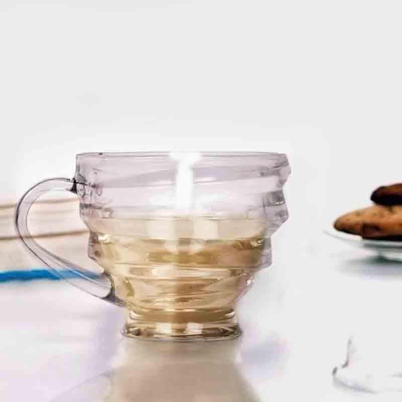 Crumpled Glass Tea Cup (190 mL Each) -  Set of Six image 3