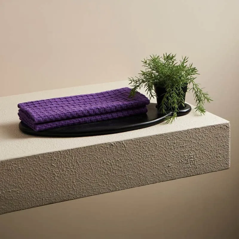 Alyssa Waffle Hand Towel (Violet) - Set Of Two media 1