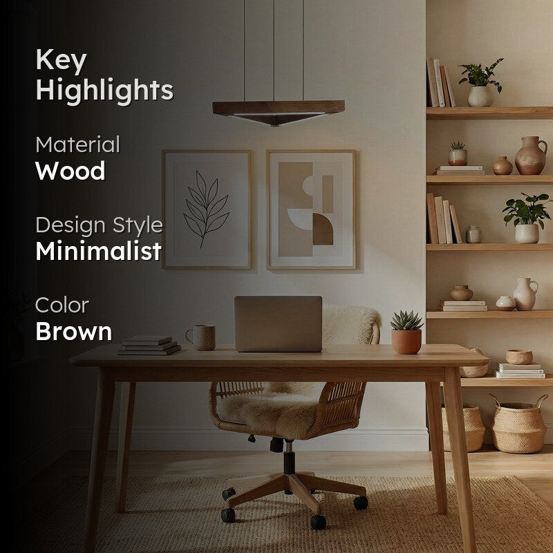 Guridon Linear LED Carved Wooden Ceiling Lamp - Brown media 2