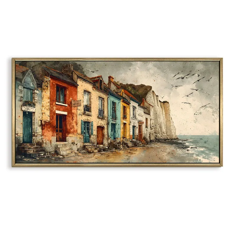 Vintage Coastal Cliff Houses Wall Art media 4
