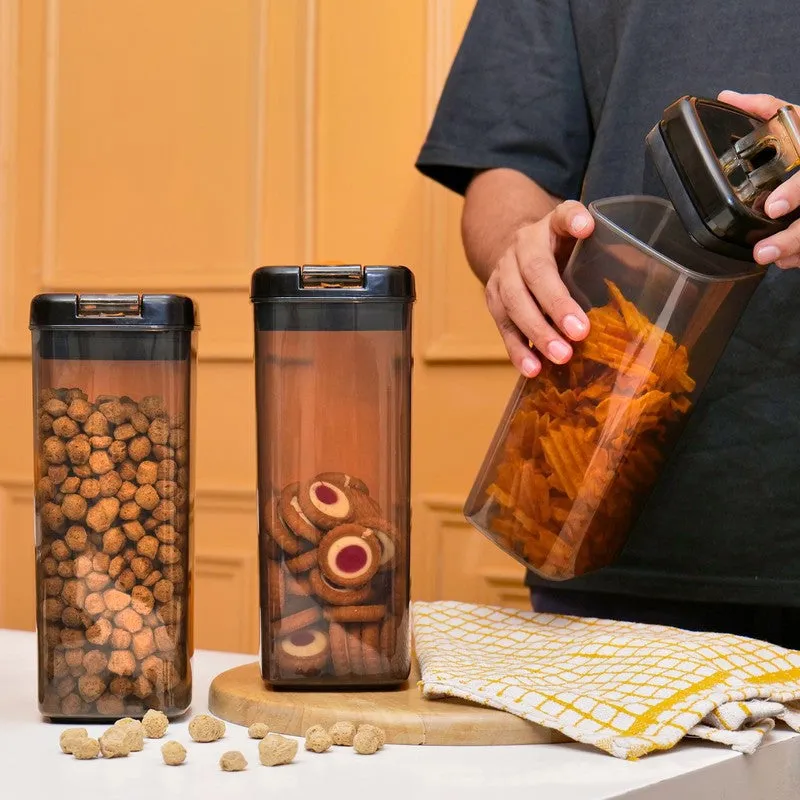 Snaplock Kitchen Vault Air Tight Container (Black/1500 mL Each) - Set of Four media 6