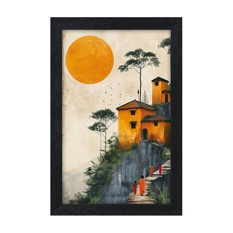 House On The Cliff Wall Painting media 5