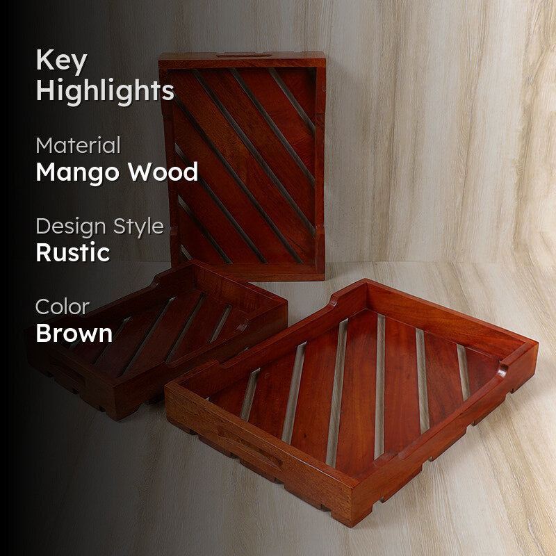 Madera Mango Wood Serving Tray - Set Of Three media 2