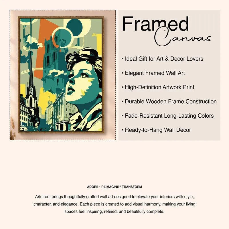 Skyline Lady Canvas Wall Art With Frame media 6