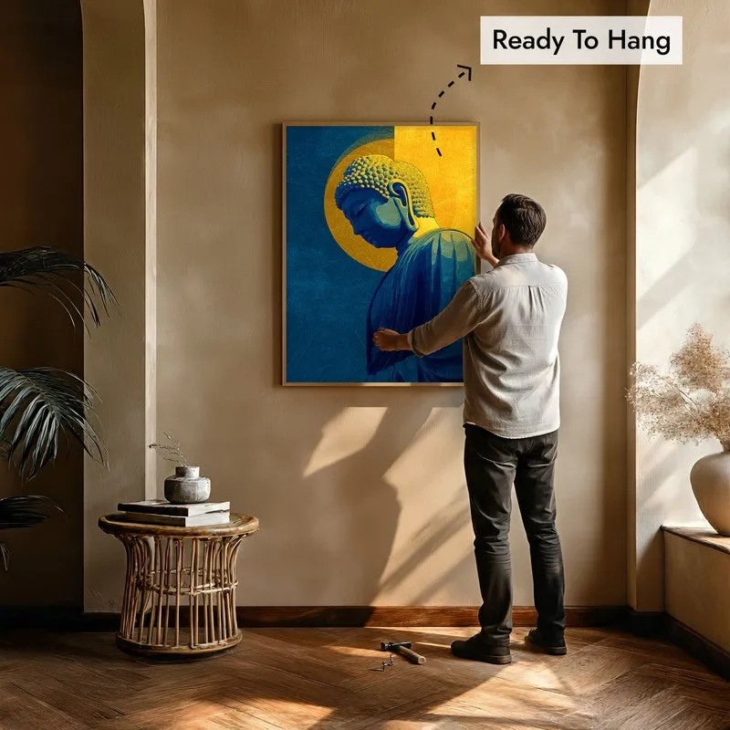 Radiant Buddha In Golden Aura Archival Paper Wall Painting With Brown Frame media 6