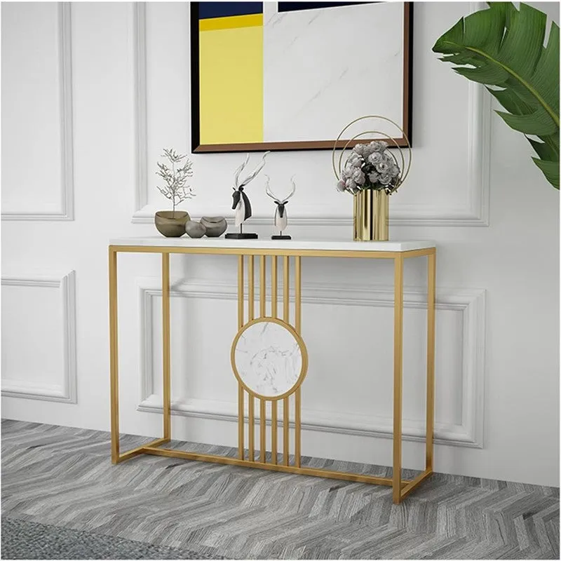 Urban Loft Metal Console Table with Marble Base - Large media 4