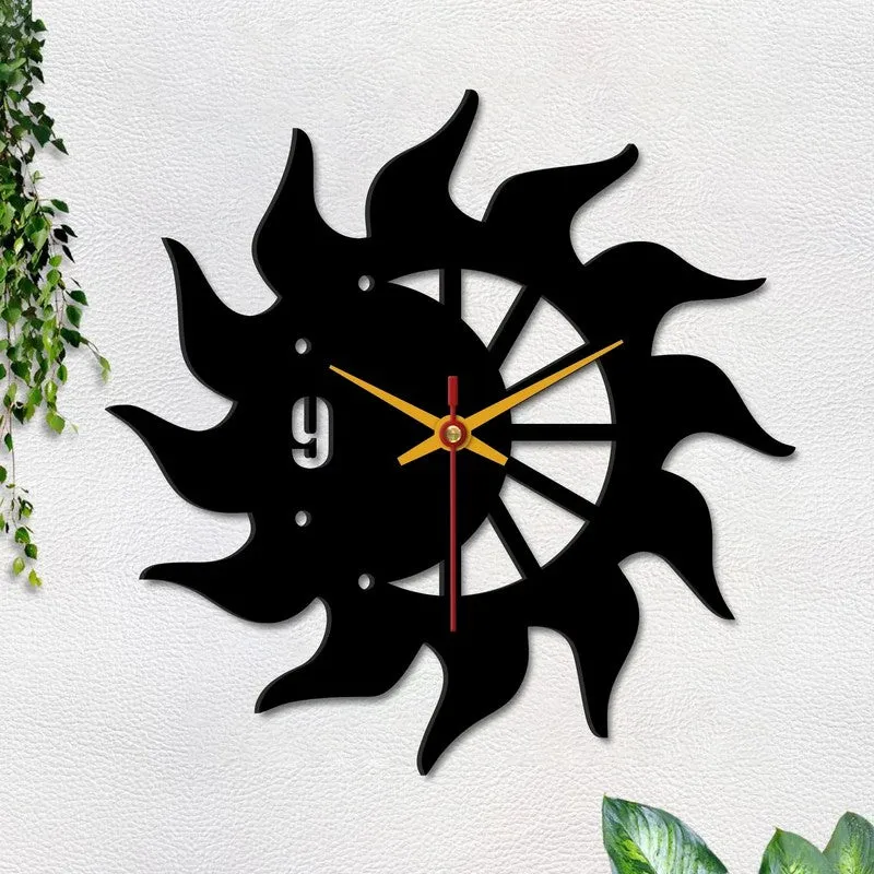 Sunray Glow Wooden Wall Clock media 5