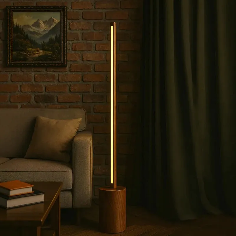 Warm Glow Cylindrical Rose Wood LED Wooden Floor Lamp media 4