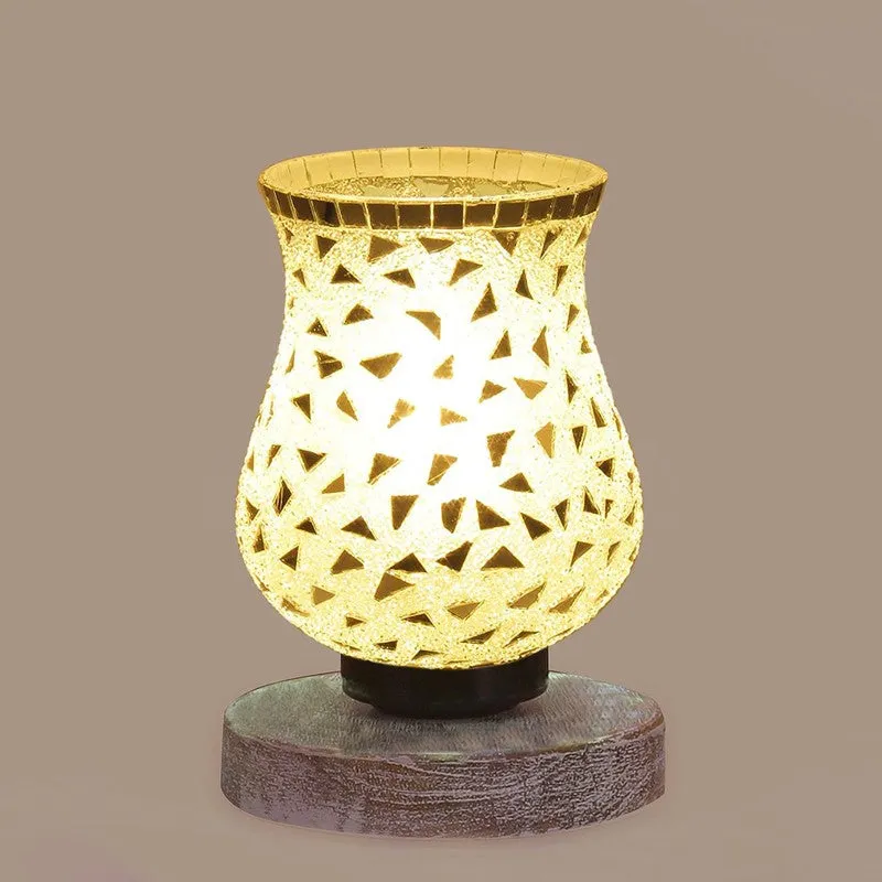 Bright Mosaic Glass Table Lamp With Wooden Base - Multicolor media 7