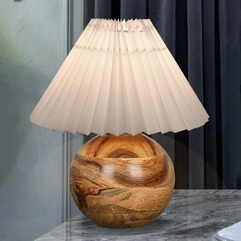 Lark Pleated Fabric Table Lamp - White,Brown media 3