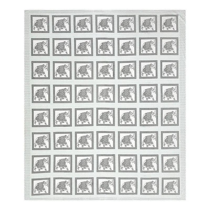 Ethnik Tusker Cotton Bedsheet (Light Green, Grey) - 144 TC media 7