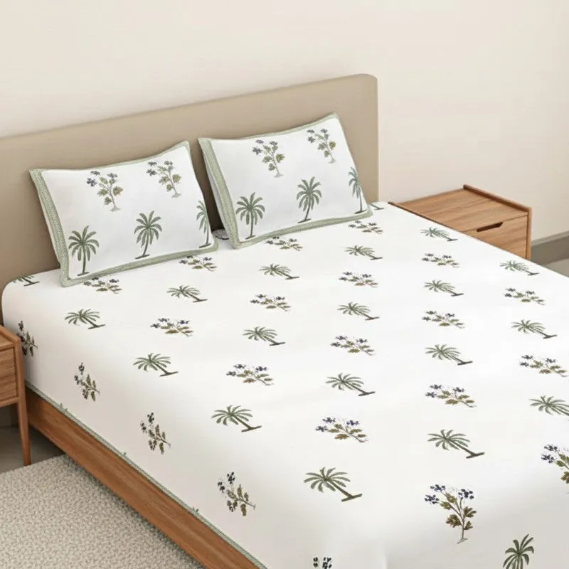 Haveli Cotton Bedsheet (White, Grey) - 180 TC media 3