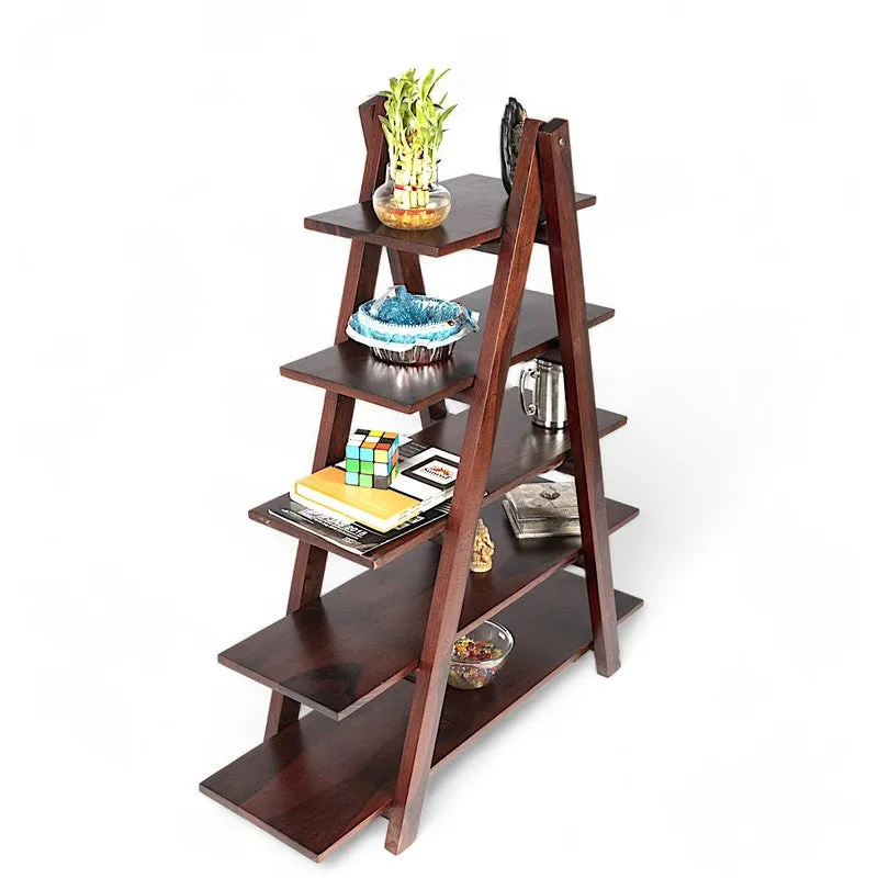 Uverox Sheesham Wooden Wall & Book Shelve - Dark Brown media 5