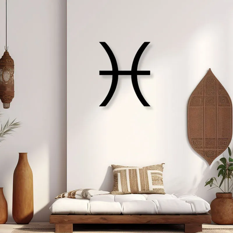 Pisces Zodiac Sign Black Iron Wall Accent media 1