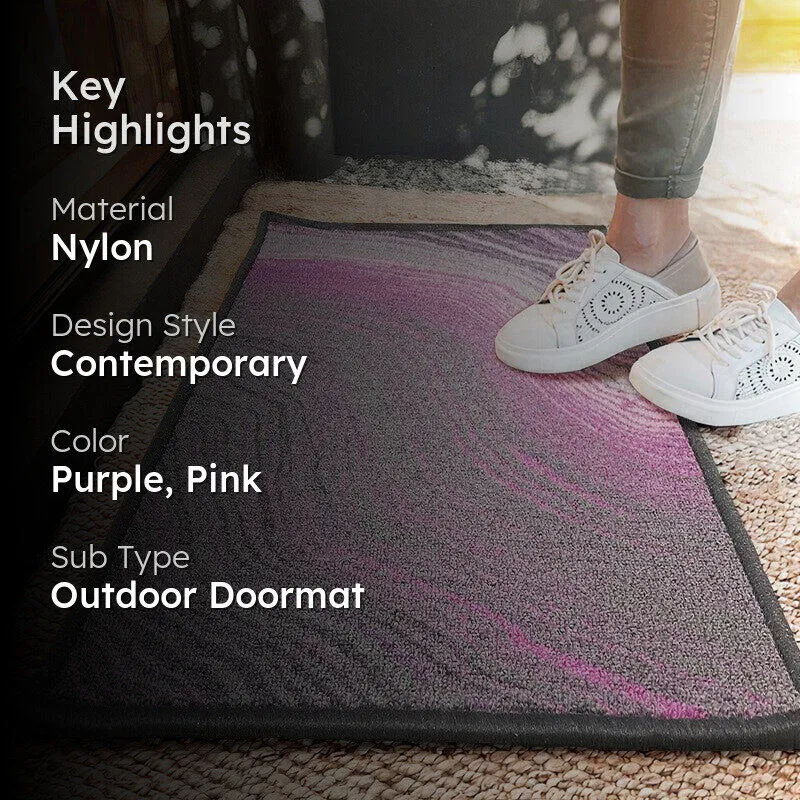 Iris Abstract Nylon Door Mats - Purple,Pink media 2