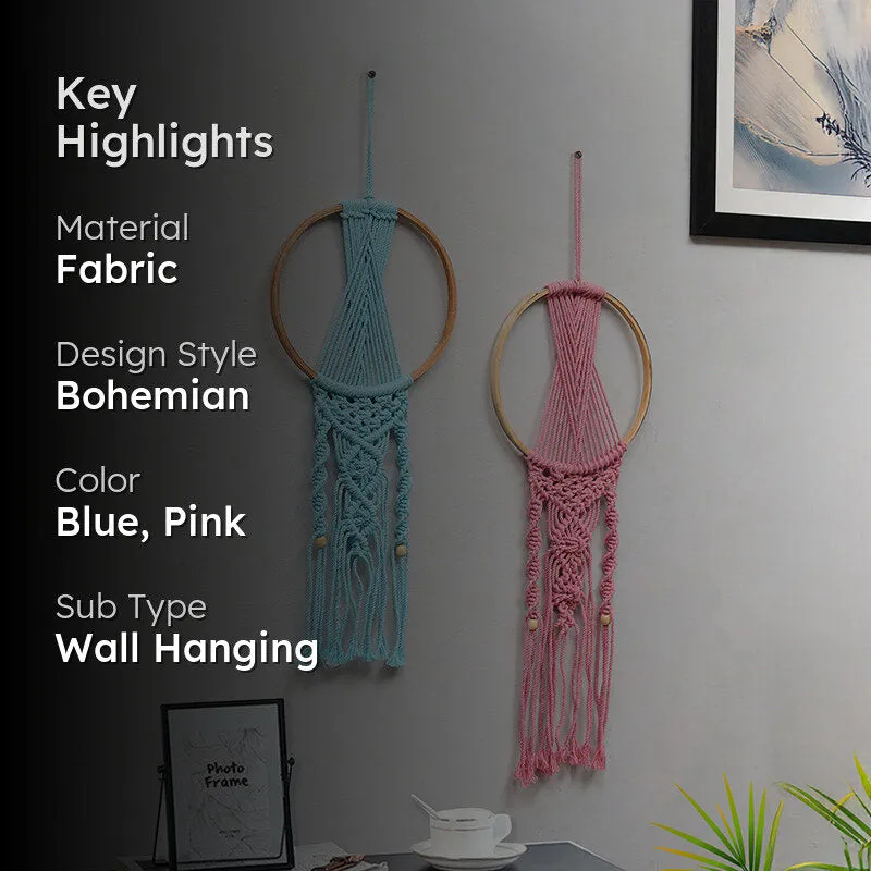 Knottic Macrame Fabric Wall Accent (Pink & Blue) - Set Of Two media 2