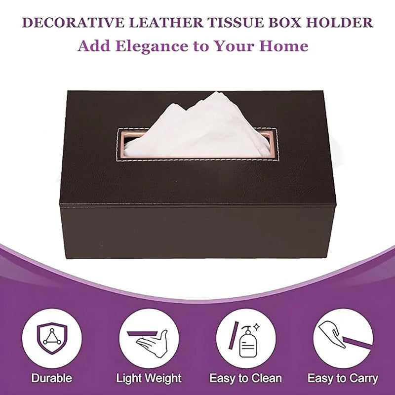 Elvan Faux Leather Tissue Holder - Black media 6
