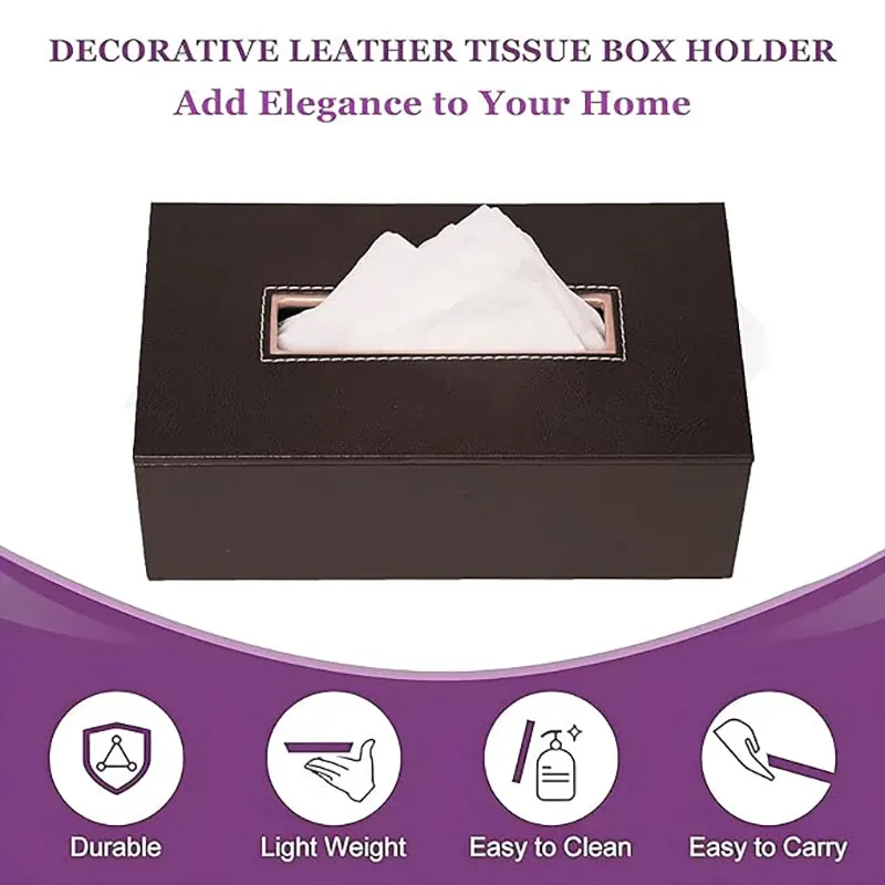 Elvan Faux Leather Tissue Holder - Black media 6