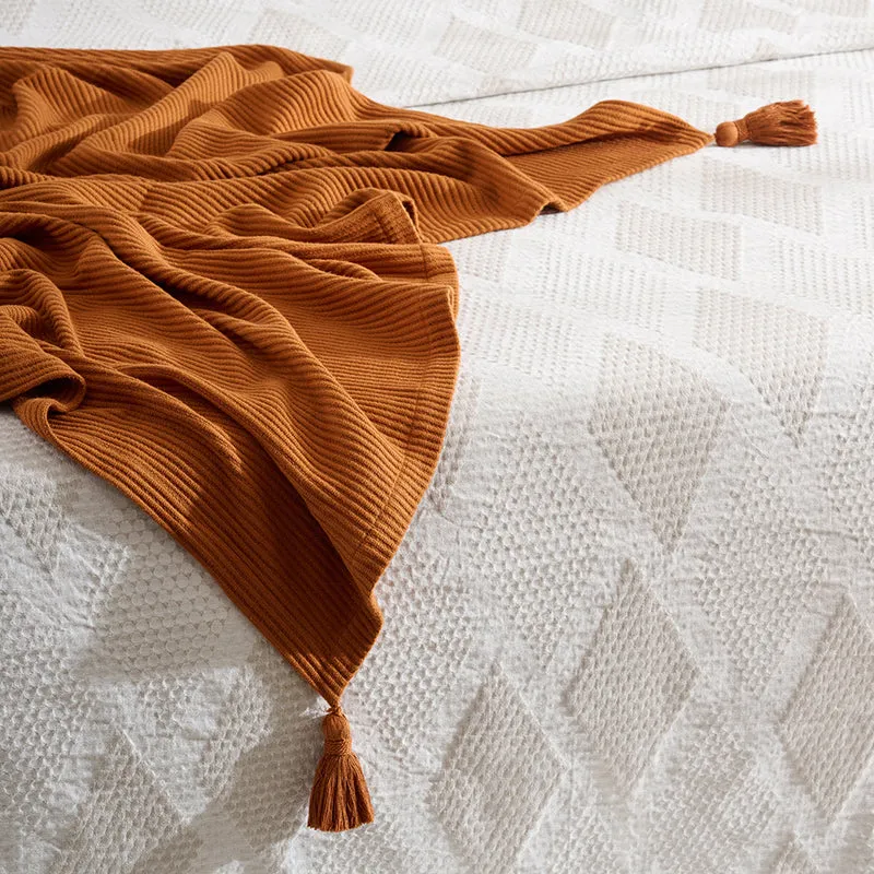 Nestlin Tassled Throw - Rust Brown media 4
