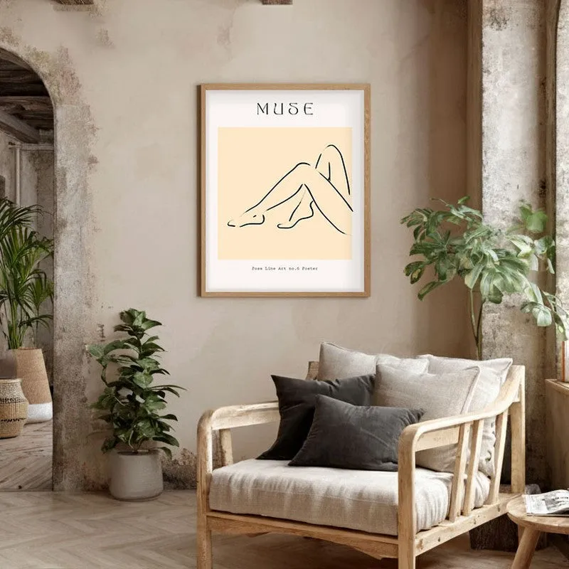 Calm Contour Canvas Wall Painting With Brown Frame media 5