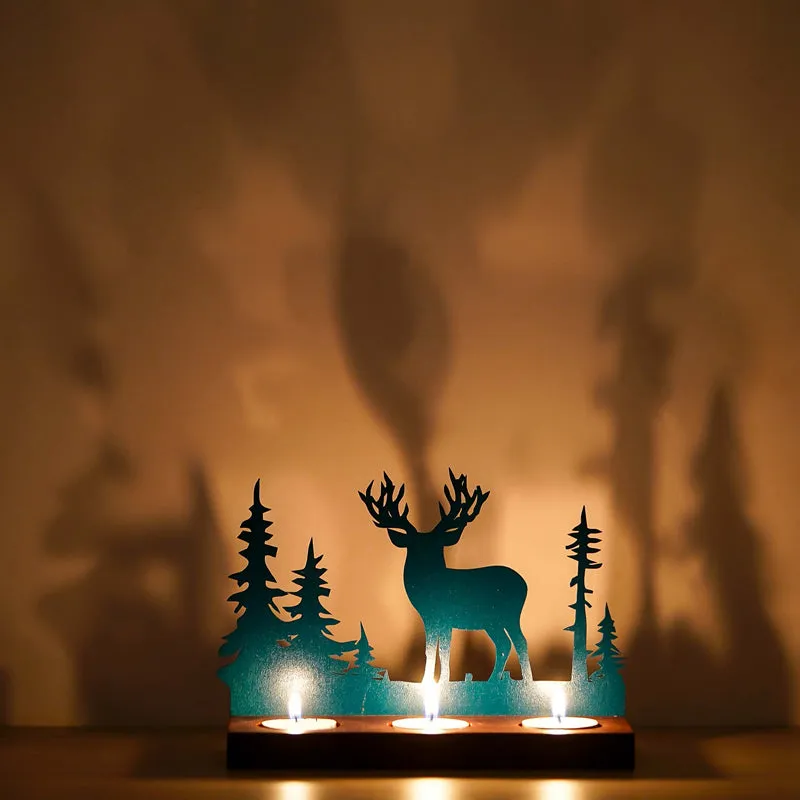 Dasher Wood Christmas Tea Light Holder - Green media 5