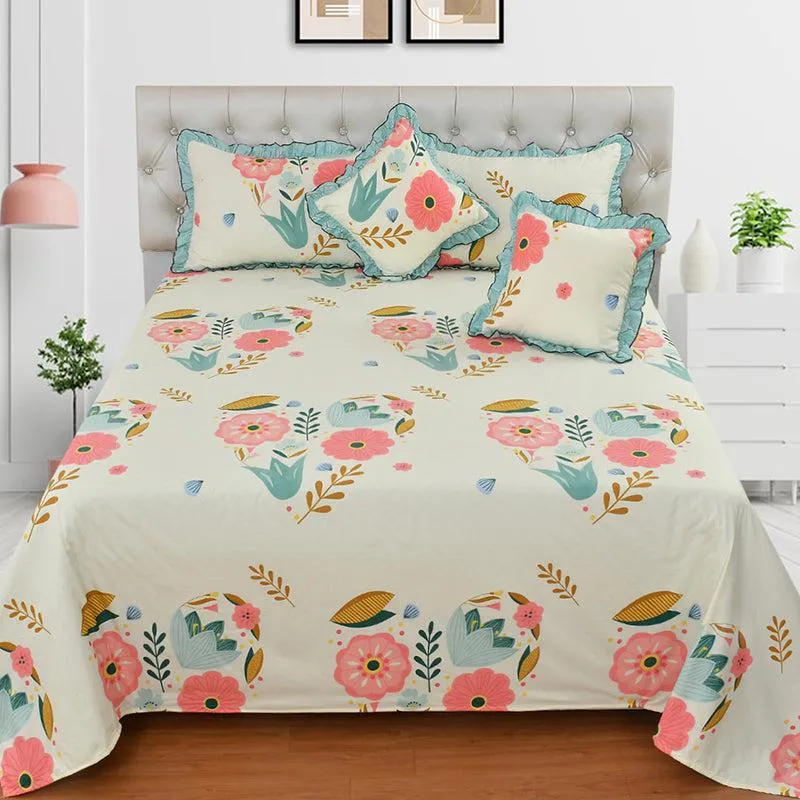 Roman Holiday Floral Frilled Microfiber Bedding Set - Five Piece Set media 3