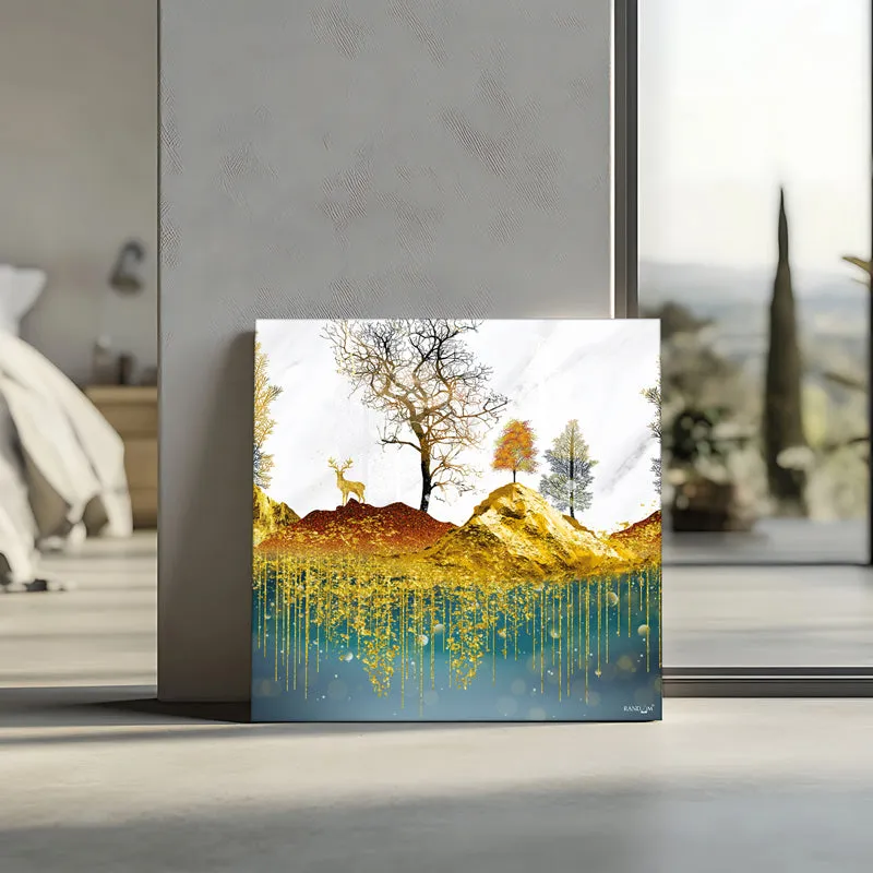Golden Landscape Wall Painting media 3