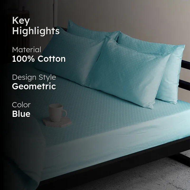Swiss Dot Cotton Pillow Cover (Pale Turquoise,300TC) - Set Of Two media 2