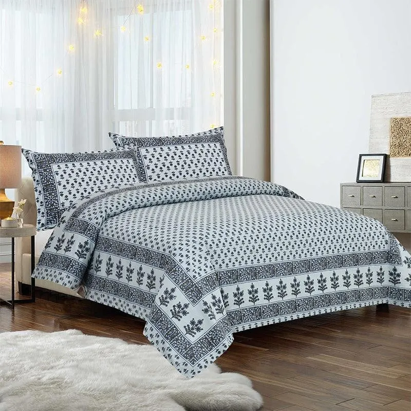 Koleen Printed Cotton Bedsheet (Blue) - 160 TC media 1