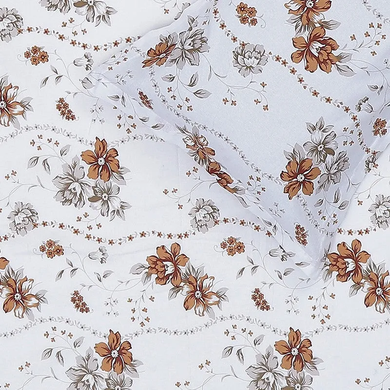 Monte Carlo Petal Matrix Cotton Bedsheet (White,Brown) - 104 TC media 6