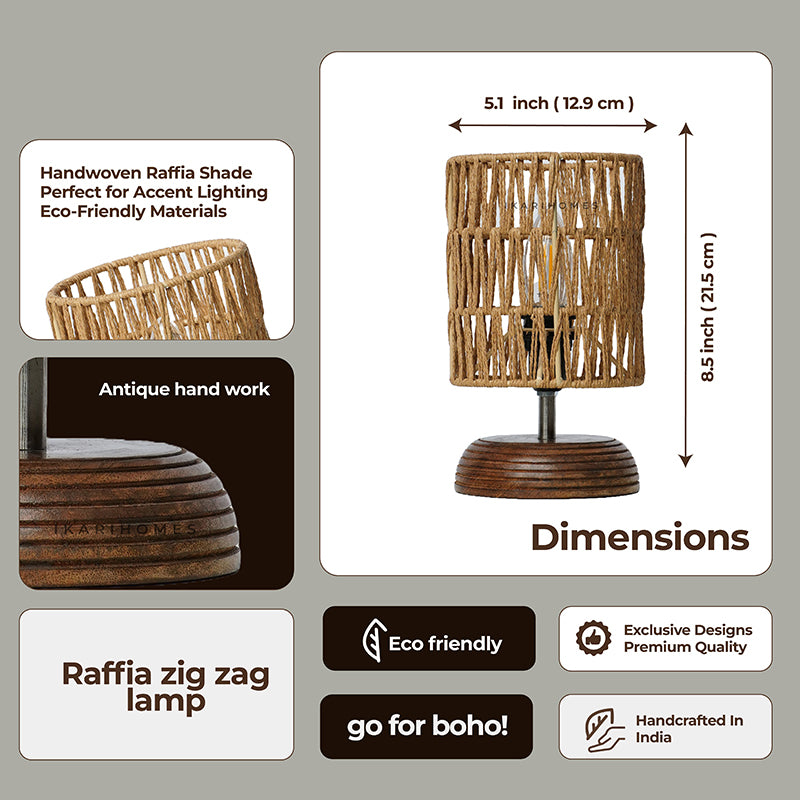 PrismaLit Rattan Mango Wood Table Lamp - Beige media 8
