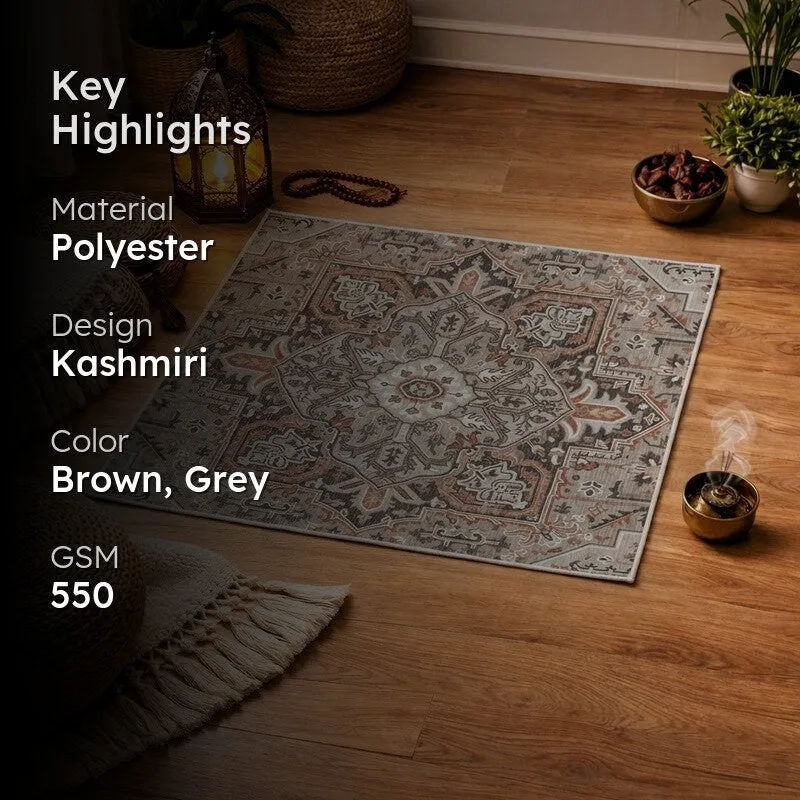 Mehrab Royal Prayer Mat (Brown,Grey) - 550 GSM media 2