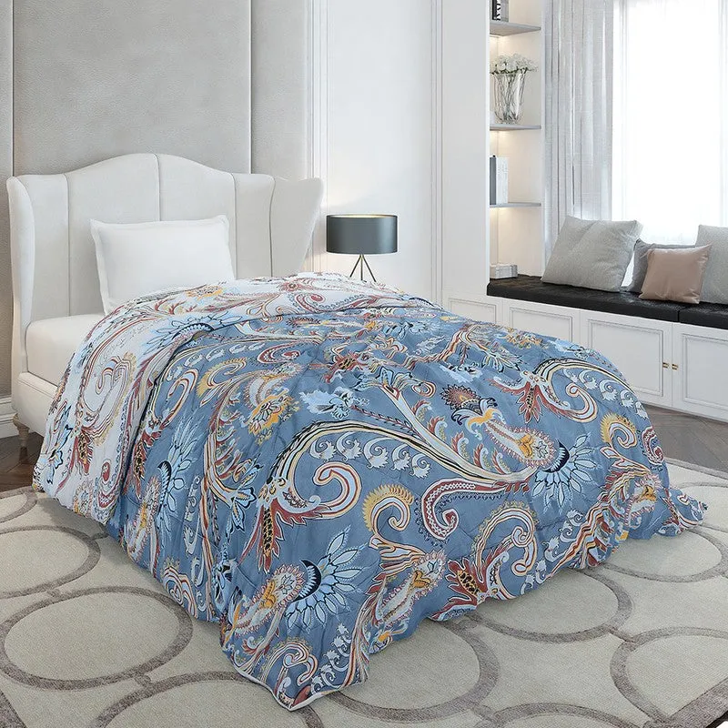 Monte Carlo Bloomelia Floral Polyester Reversible Comforter (Blue) - 120 GSM media 1