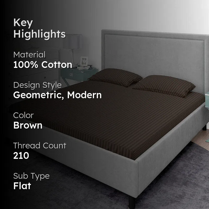 Chic Lines Geometric Cotton Bedsheet (Brown) - 210 TC media 2