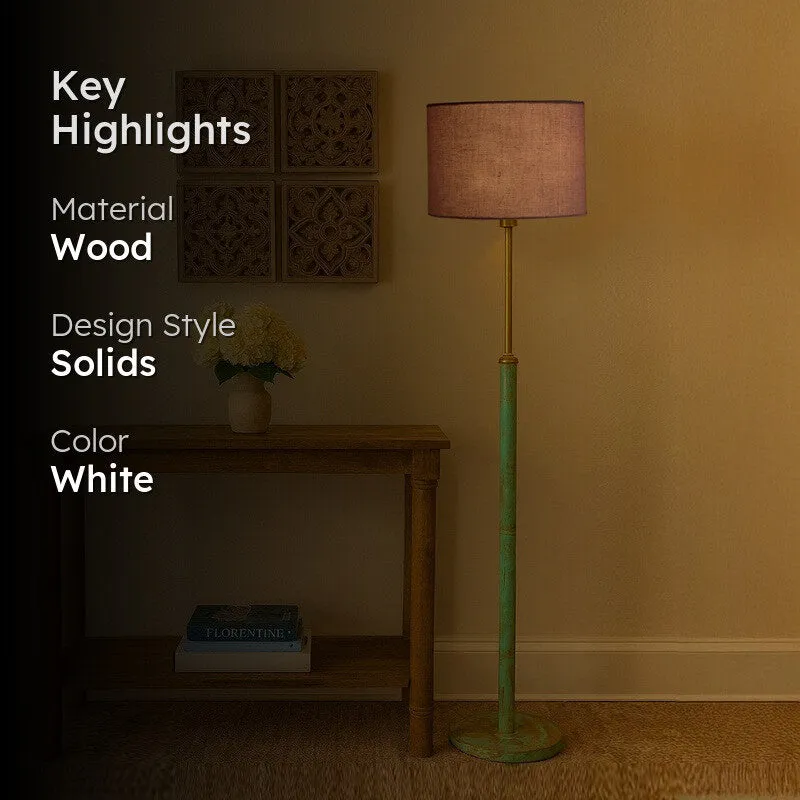 Amber Glow Wooden Floor Lamp - Grey media 2