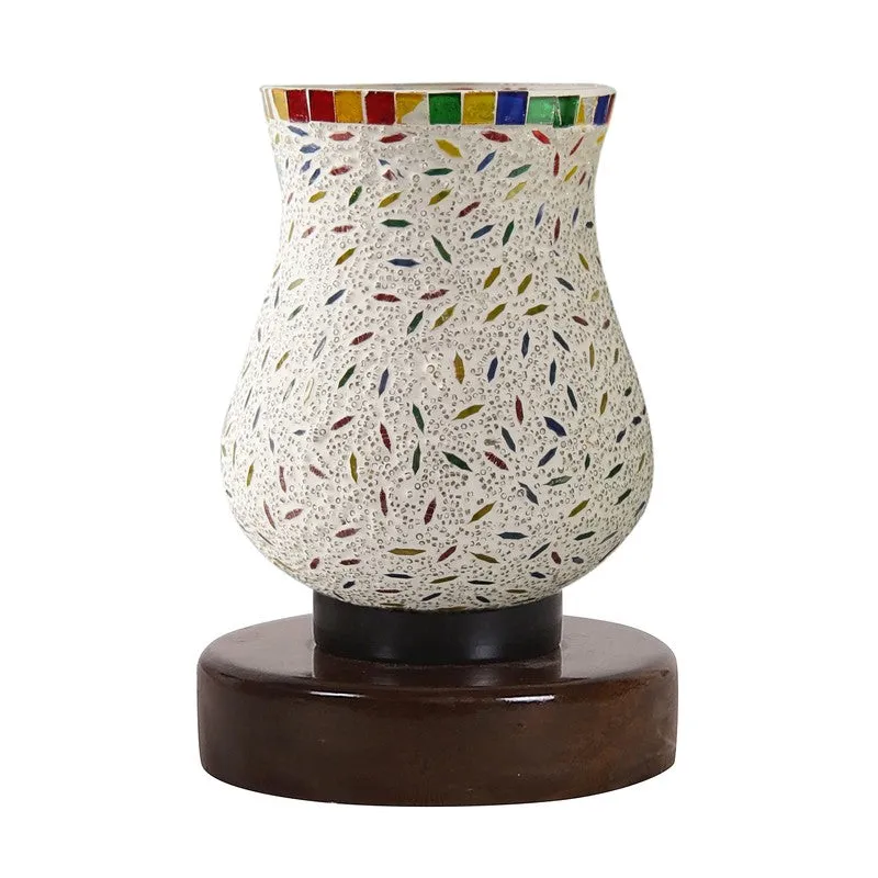 Crystelle Mosaic Glass Table Lamp With Wooden Base - Multicolor media 5