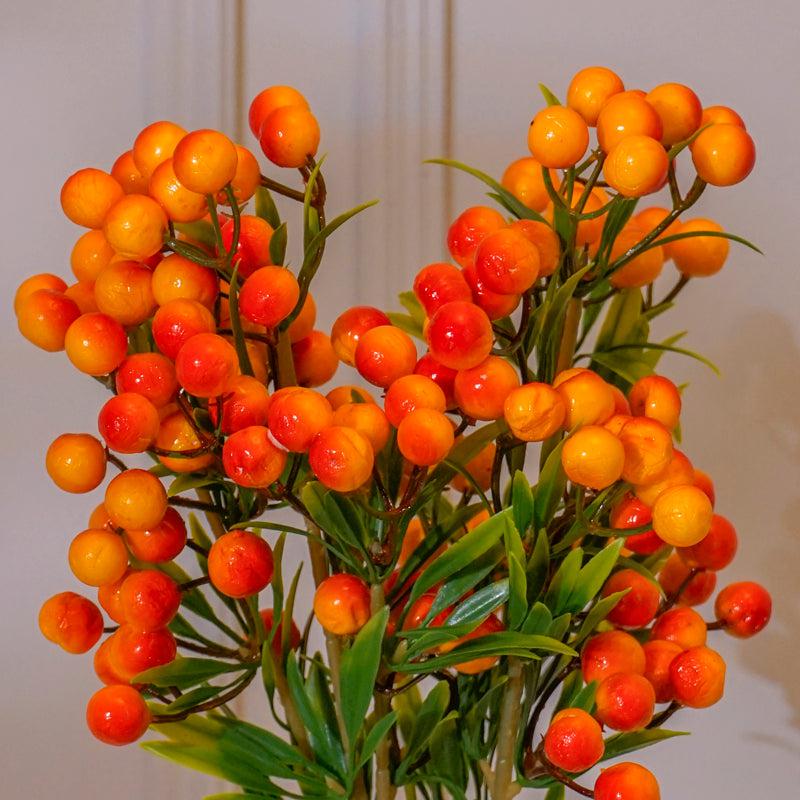 Faux Orange Cherry Blossom Flower Stick (16 CM) - Set Of Two media 4