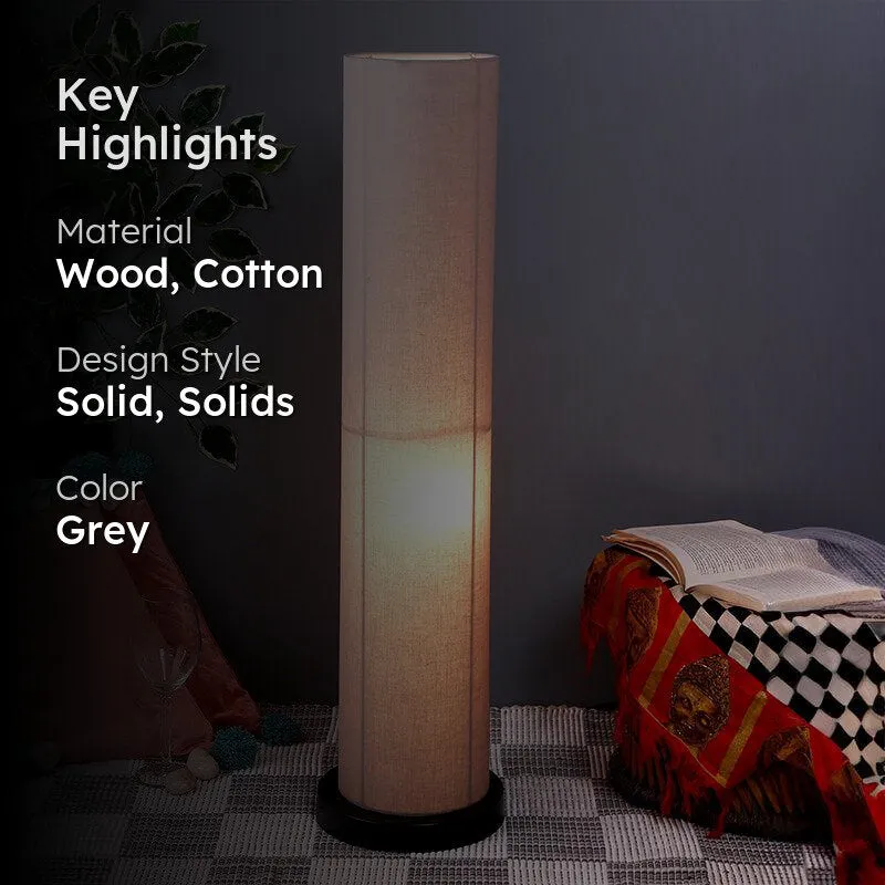Camia Wooden Tower Floor Lamp With Jute Shade - Grey media 2